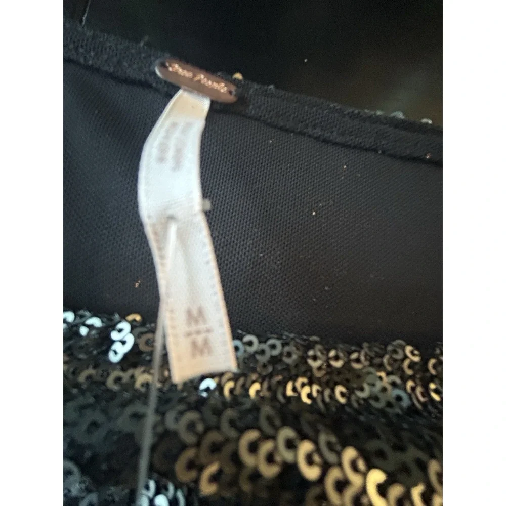 Free People Women's Manuka Sequin Mini Dress M Silver Gunmetal Gray READ